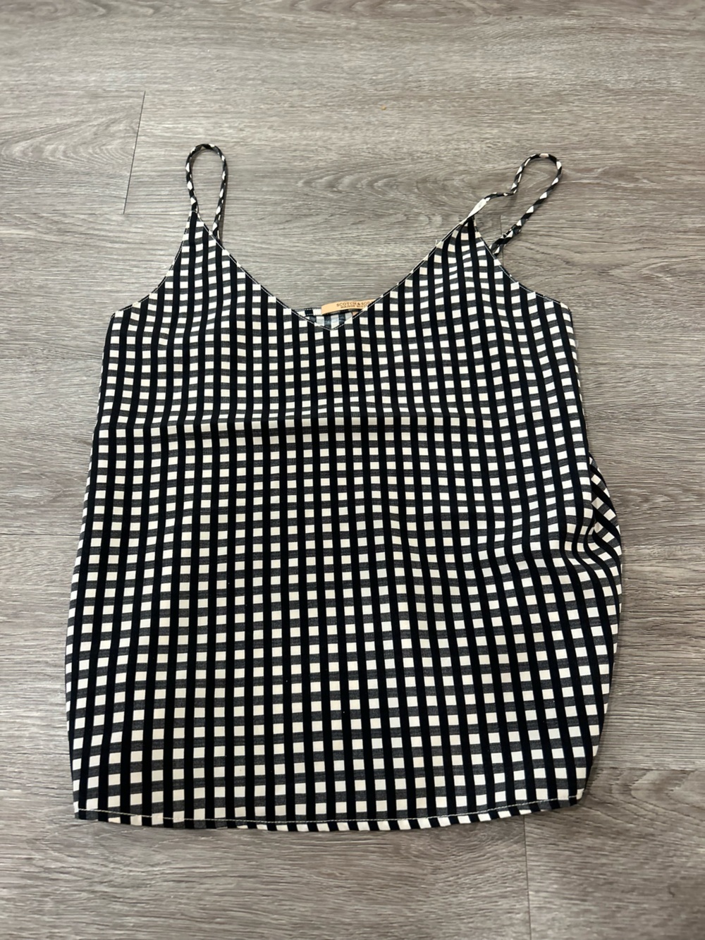 Scotch & Soda Black and White Gingham Spaghetti Strap Cami